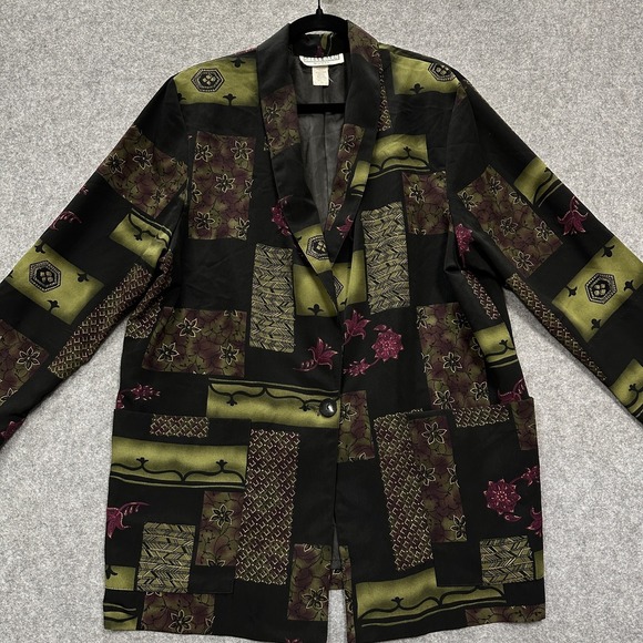 Vintage Dress Barn Woman Blazer Size 1X Made in USA Floral Patchwork 80s 90s - Picture 4 of 10